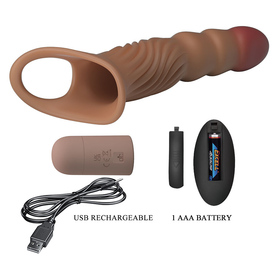 PRETTY LOVE - FUNDA PARA PENE TEXTURIZADA CON VIBRACIÓN Y CONTROL REMOTO - Imagen 9
