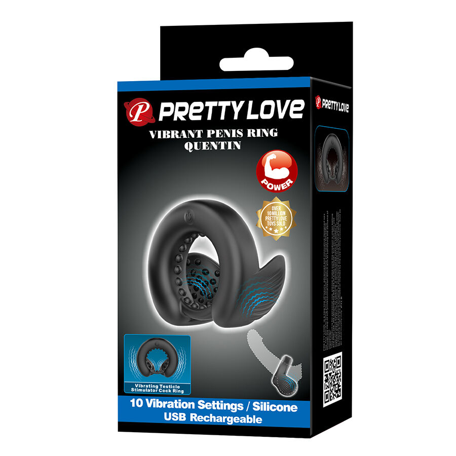 PRETTY LOVE - QUENTIN ANILLO PARA PENE CON ESTIMULADOR TESTICULAR - Imagen 12