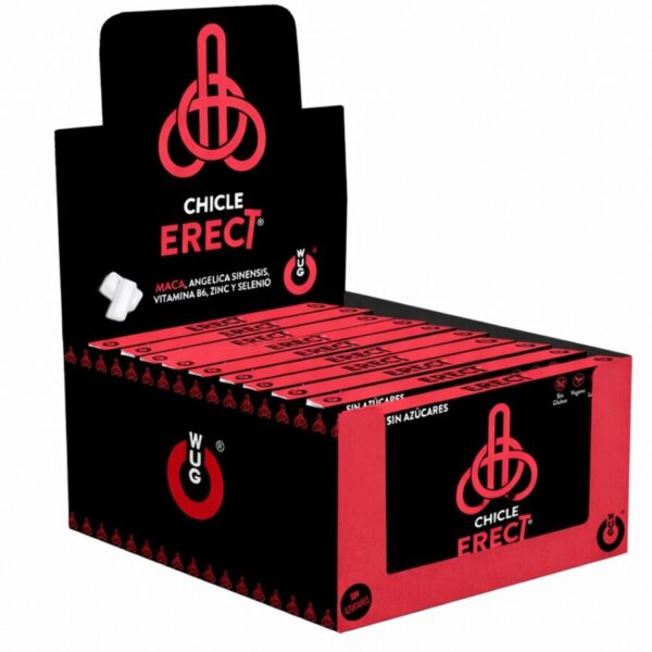 WUG ERECT ? DISPLAY 12 X 8 UDS | Chicle funcional con Maca, Zinc y Vitaminas para potenciar la energía y el rendimiento masculino