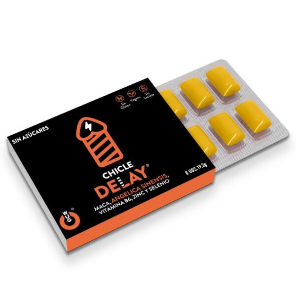 WUG DELAY ? 1 x 8 UDS | Chicle funcional con Zinc, Selenio y Vitamina B6 para mayor control y resistencia en los momentos íntimos