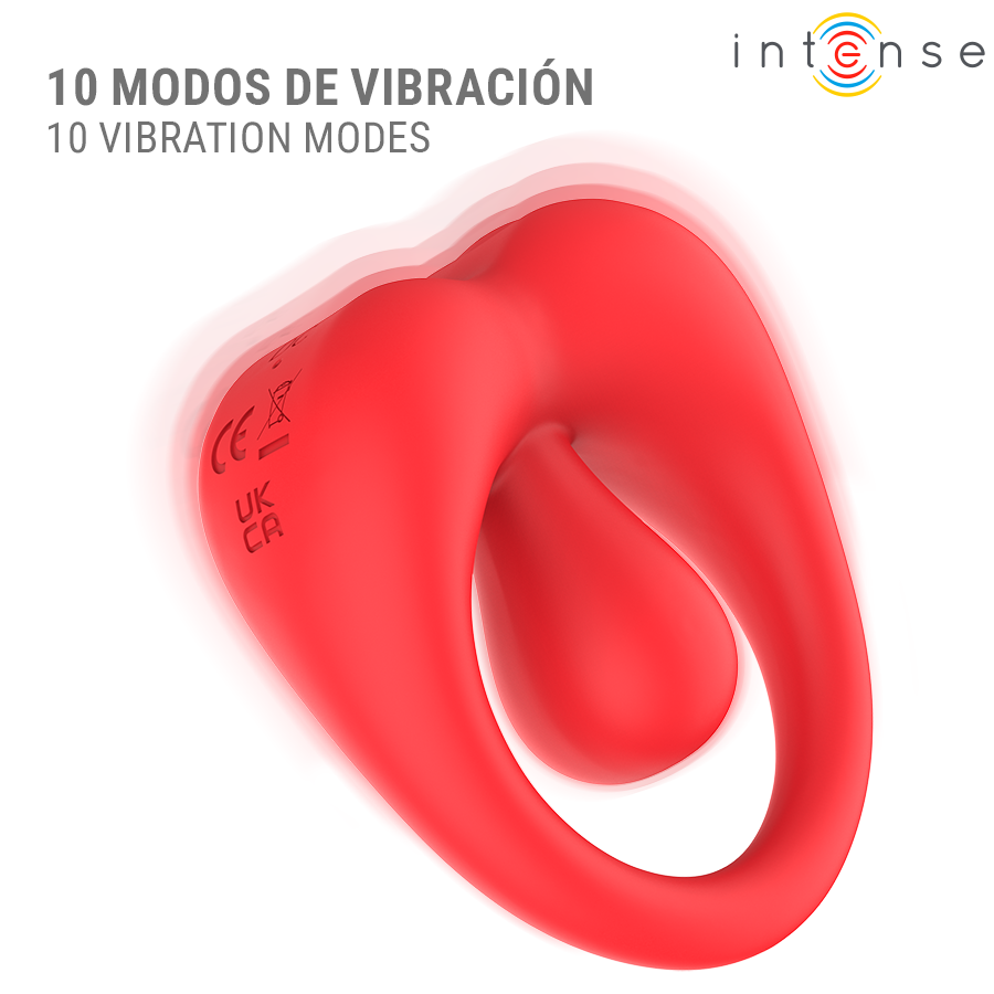 INTENSE - RUSSELL ANILLO VIBRADOR CON ESTIMULACIÓN DE CLÍTORIS ROJO - Imagen 4