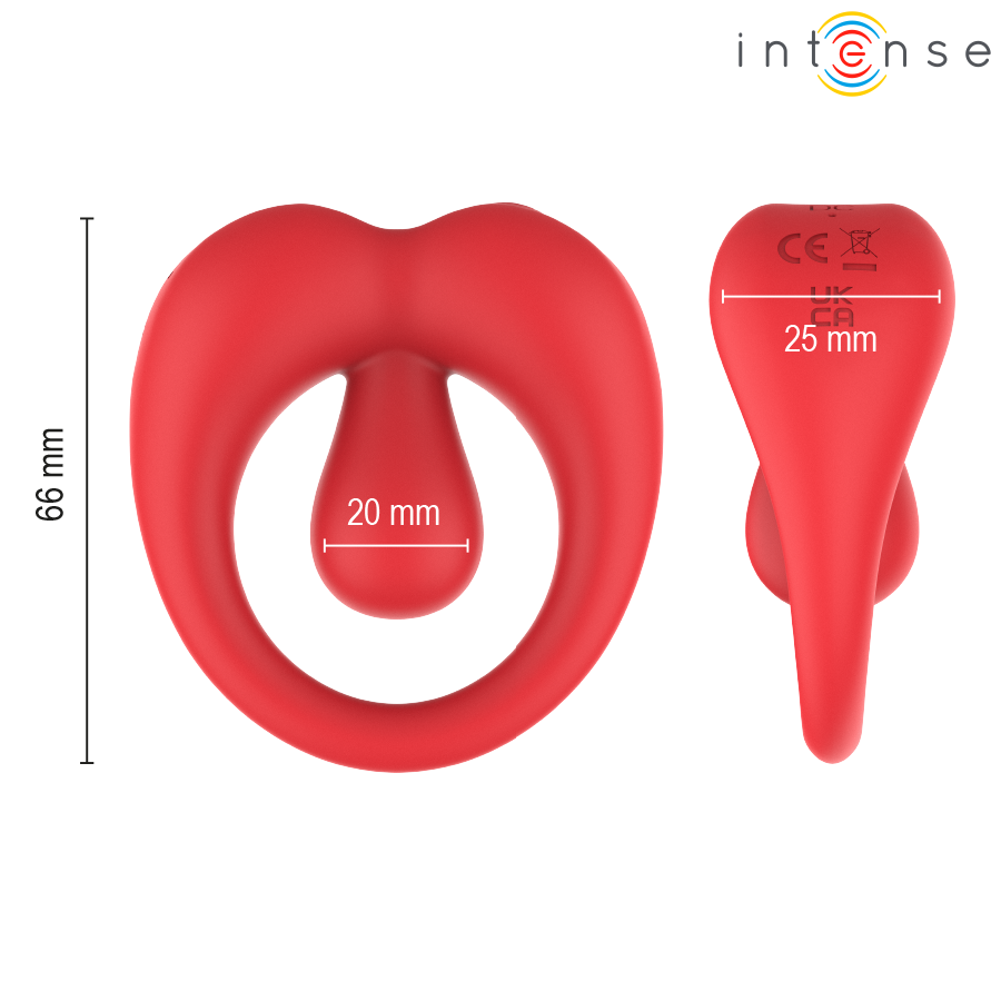 INTENSE - RUSSELL ANILLO VIBRADOR CON ESTIMULACIÓN DE CLÍTORIS ROJO - Imagen 6