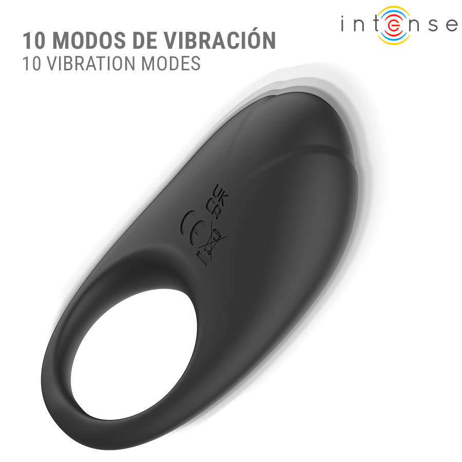 INTENSE - MERLOTTE ANILLO VIBRADOR CON ESTIMULACIÓN DE CLÍTORIS NEGRO - Imagen 4