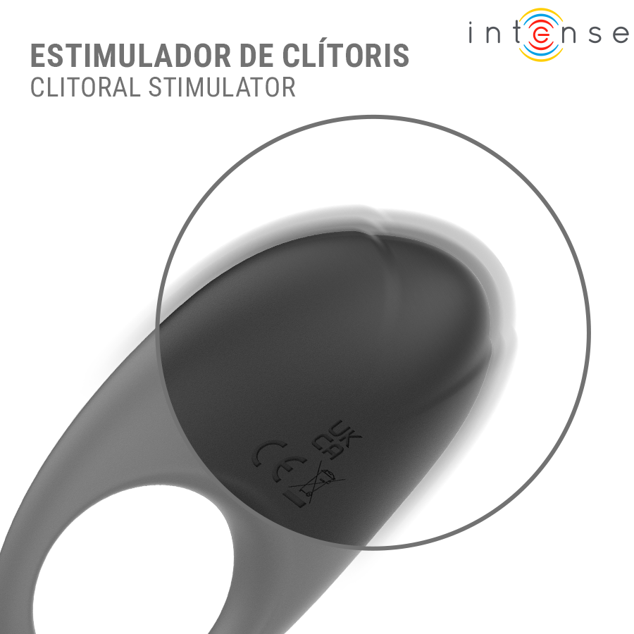INTENSE - MERLOTTE ANILLO VIBRADOR CON ESTIMULACIÓN DE CLÍTORIS NEGRO - Imagen 5