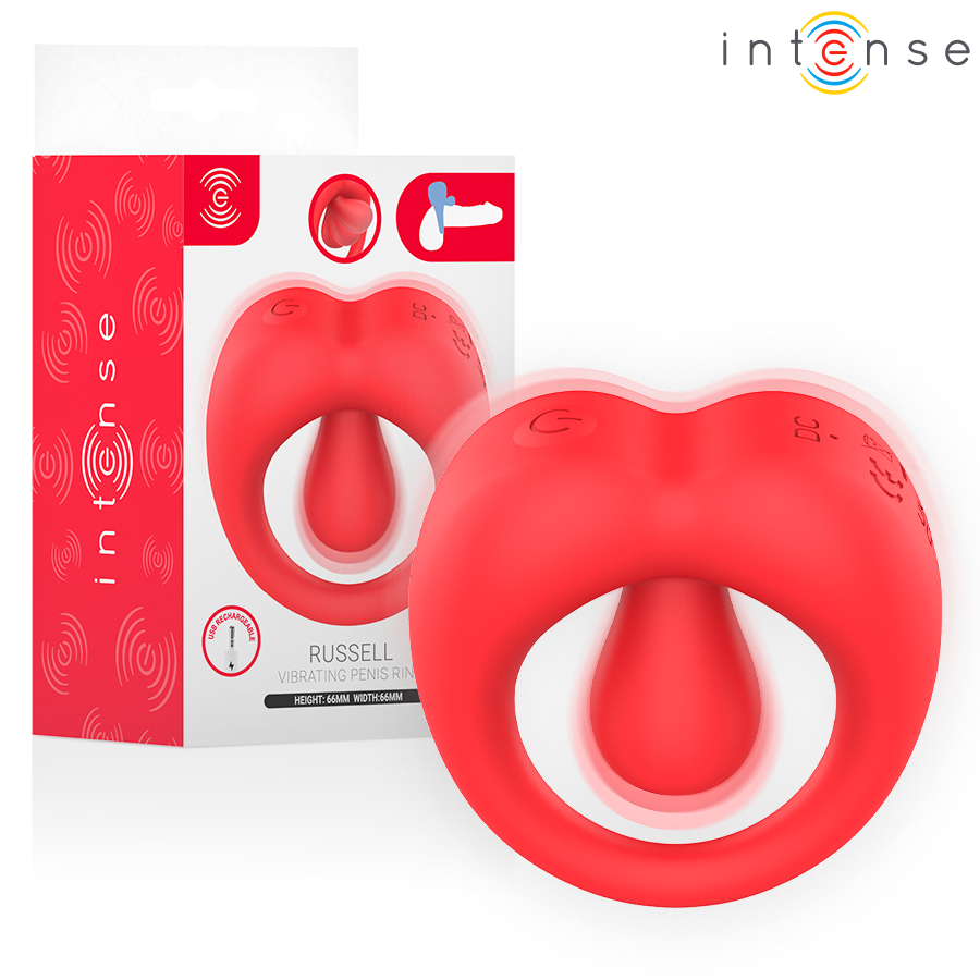 INTENSE - RUSSELL ANILLO VIBRADOR CON ESTIMULACIÓN DE CLÍTORIS ROJO